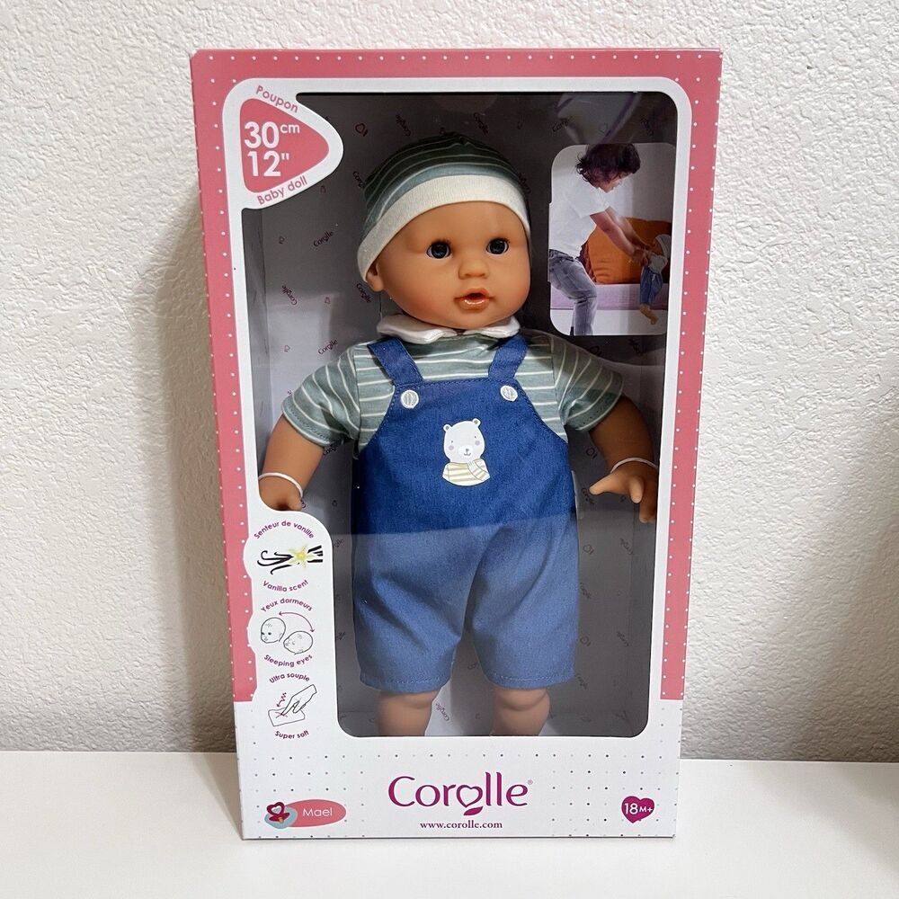 Corolle Calin Mael Baby Boy Doll 12" Blue Outfit & Hat Vanilla-Scented NEW